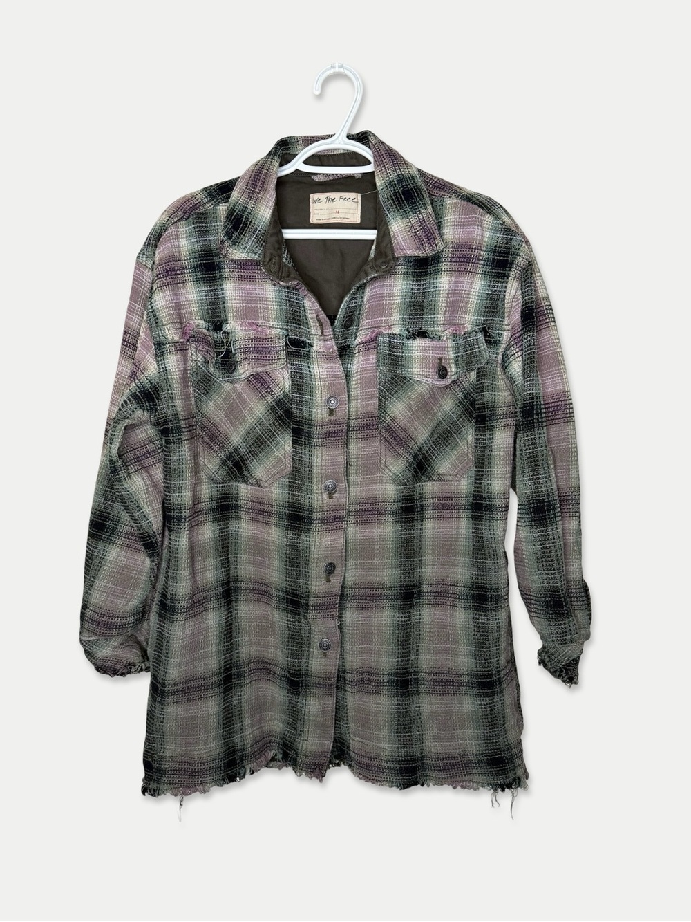 We The Free Free People Shacket Size M Multicolor Oversized Plaid GUC